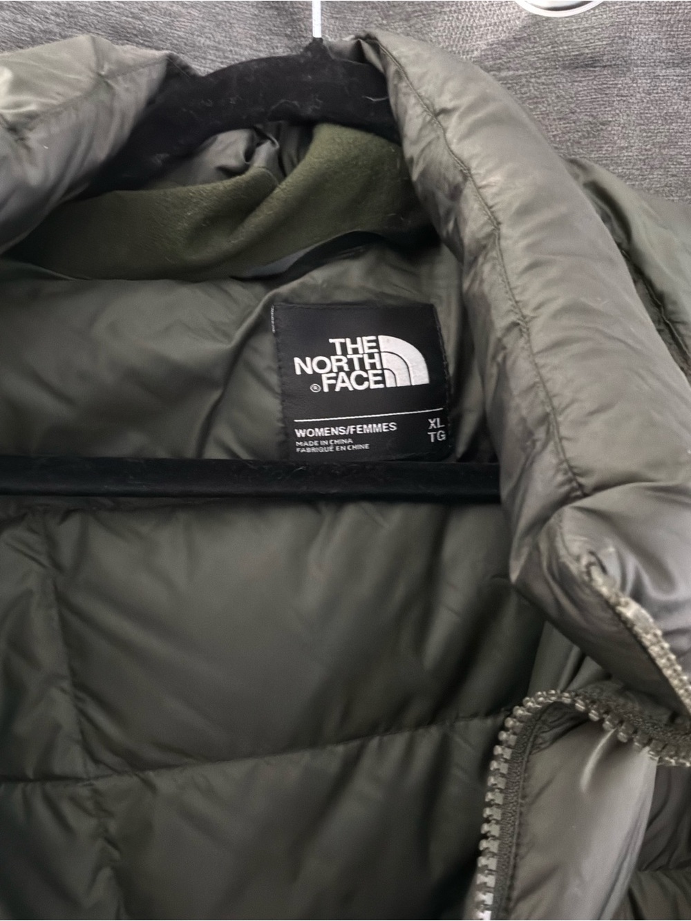 The North Face Women's Olive Green Long Down Puffer Coat with Hood - Picture 3 of 7